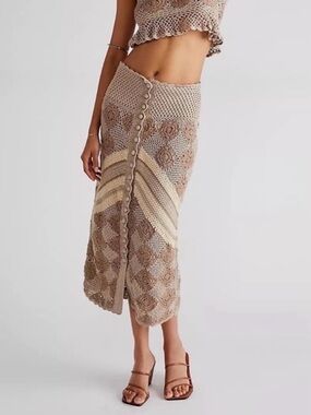 Free People Touch The Sun Crochet Skirt